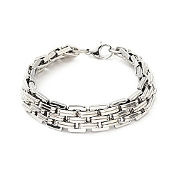 Stainless Steel Color 201 Stainless Steel Watch Band Bracelets, with 304 Stainless Steel Clasp and Jump Ring, Stainless Steel Color, 8-1/2x1/2x1/4 inch(21.5x1.3x0.6cm)