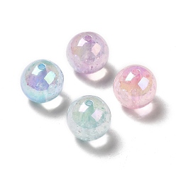 Mixed Color UV Plating Transparent Rainbow Iridescent Acrylic Beads, Round, Mixed Color, 15.5x15mm, Hole: 2mm