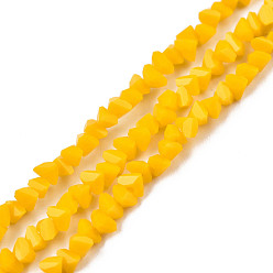 Gold Opaque Solid Color Glass Beads Strands, Faceted Triangle, Gold, 3x2x2mm, Hole: 0.8mm, about 150~152pcs/strand, 10.43 inch~11.42 inch(26.5~29cm)