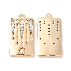 Real 18K Gold Plated Brass Micro Pave Cubic Zirconia Pendants, Nickel Free, Rectangle, Real 18K Gold Plated, 19x10x2mm, Hole: 1.2mm