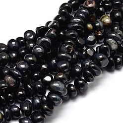 Black Dyed Natural Tiger Eye Nuggets Beads Strands, Tumbled Stone, Black, 6~10x9~12x8~10mm, Hole: 1mm, about 15.3 inch~15.7 inch