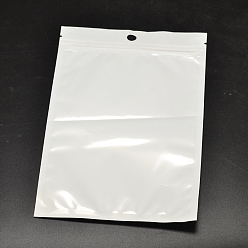 White Pearl Film PVC Zip Lock Bags, Resealable Packaging Bags, with Hang Hole, Top Seal, Self Seal Bag, Rectangle, White, 22x15cm