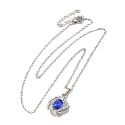Platino Collar colgante de flor de diamantes de imitación con cadenas de cable, joyas de aleación para mujer, Platino, 18.46 pulgada (46.9 cm)
