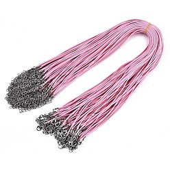 Perlas de Color Rosa Algodón encerado el collar del cordón, con broches de langosta de la aleación de la garra y las cadenas finales de hierro, Platino, rosa perla, 17.12 pulgada (43.5 cm), 1.5 mm