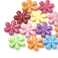 Mixed Color Opaque Acrylic Beads, Flower, Mixed Color, 23.5x21.5x5mm, Hole: 2mm, about 495pcs/500g