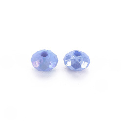 Cornflower Blue Opaque Acrylic Beads, AB Color Plated, Faceted Rondelle, Cornflower Blue, 6mm, Hole: 1.5mm, about 6200pcs/500g.