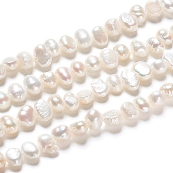 Blanc Antique Brins de perles de culture d'eau douce naturelles, deux faces polies, nuggets, blanc antique, 4.5~6.5x3~4x4~5.5mm, Trou: 0.5mm, Environ 39 pcs/chapelet, 7.09 pouce (18 cm)
