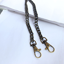 Brushed Antique Bronze Sangles de chaîne de sac à main en fer, avec des agrafes en alliage, pour le remplacement de sac à main ou de sac à bandoulière, bronze antique brossé, 120x0.7x0.13 cm