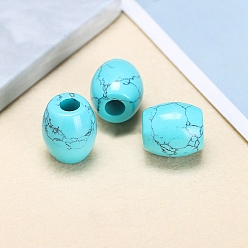 Synthetic Turquoise Dyed Synthetic Turquoise European Beads, Large Hole Bead Beads, Barrel, 18x16mm, Hole: 6mm