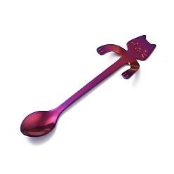 Other Color 304 Stainless Steel Hanging Spoon, Cat Shape, Other Color, 116x32x8.5mm