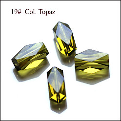 Цвет Оливы Имитация Австрийские кристаллические шарики, класс AAA, граненые, колонка, оливковый, 8x5.5 мм, отверстие : 0.7~0.9 мм