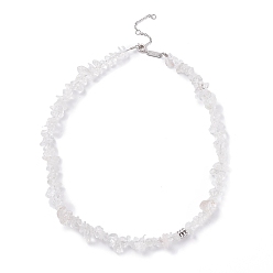 Cristal de Quartz Collier de perles de cristal de quartz naturel, bijoux en pierres précieuses pour femmes, platine, 16.14 pouce (41 cm)