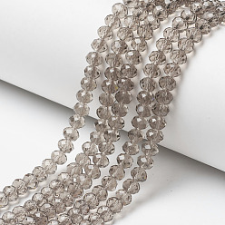 Bronze Chapelets de perles en verre, facette, rondelle, tan, 4x3mm, Trou: 0.4mm, Environ 123~127 pcs/chapelet, 16.5~16.9 pouce (42~43 cm)