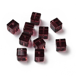 Rouge Violet Pâle Verre imitation perles de cristal autrichien, facette, suqare, rouge violet pâle, 7.5x7.5mm, Trou: 1mm