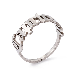Capricorn 304 Stainless Steel Constellation Open Cuff Ring for Women, Capricorn, US Size 7 1/4(17.5mm)