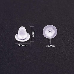 Прозрачный Пластиковые гайки для ушей, спинки для серьги, прозрачные, 4x3.5x3.5 мм, отверстие : 0.7 мм