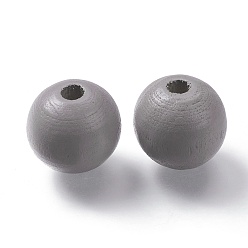 Gris Perles de bois naturel peintes, ronde, grises , 16mm, Trou: 4mm
