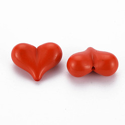 Красный Непрозрачные акриловые бусины, сердце, красные, 17x22x10 мм, отверстие : 1.4 мм, Около 255 шт / 500 г