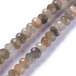 Pierre De Soleil Brins de perles de sunstone noirs naturels, facette, rondelle, 5.7~6.2x4~4.6mm, Trou: 1mm, Environ 90 pcs/chapelet, 14.9 pouce (37.9 cm)