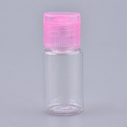 White PET Plastic Empty Flip Cap Bottles, with Pink PP Plastic Lids, for Travel Liquid Cosmetic Sample Storage, White, 2.3x5.65cm, Capacity: 10ml(0.34 fl. oz).
