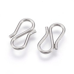 Stainless Steel Color 304 Stainless Steel S-Hook Clasps, Stainless Steel Color, 12.5x6x1mm
