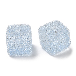 Light Sky Blue Resin Beads, with Rhinestone, Drusy Cube, Light Sky Blue, 16x16x16mm, Hole: 3.6mm