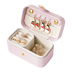 Pink Rectangle Imitation Leather Jewelry Box, Portable Travel Jewelry Accessories Storage Box, Pink, 9.5x5x5cm