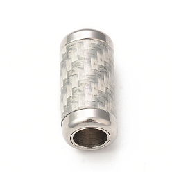 Argent Fermoirs magnétiques de 303 acier inoxydable , colonne, couleur inox, argenterie, 21x10x10mm, diamètre intérieur: 6mm et 7mm, petite colonne : 9x7mm, diamètre intérieur: 6 mm