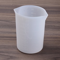 Белый Силиконовые мерные чашки, со шкалой и двойным носиком, инструменты для смешивания смолы, белые, 105x90x123 мм, внутренний диаметр: 83x100 мм, емкость: 450 мл (15.22 жидких унций)