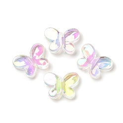Clear AB Transparent UV Plating Rainbow Iridescent Acrylic Beads, Butterfly, Clear AB, 12.8x17.2x4.3mm, Hole: 2mm