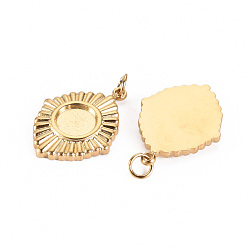 Real 14K Gold Plated 304 Stainless Steel Pendant Cabochon Settings, with Jump Rings, Oval, Real 14K Gold Plated, Tray: 1/4 inch(6mm), 19x14x2mm, Jump Ring: 3.8x0.5mm, 2.8mm inner diameter