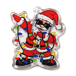 Santa Claus Акриловые подвески на рождественскую тематику, Дед Мороз, 38x31.5x2.5 мм, отверстие : 2 мм
