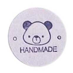 Chardon Étiquettes d'étiquettes en cuir microfibre, étiquette en relief à la main, avec des trous, pour les jeans de bricolage, , , accessoires de chapeau, plat rond avec l'ours, 25mm