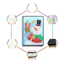 Снеговик Diy рождественская тема алмазная живопись наборы для ноутбуков, включая книгу из искусственной кожи, смола стразы, ручка, поднос тарелка и клей глина, снеговик, 210x150 мм