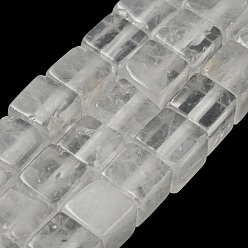 Cristal de cuarzo De perlas de cristal de cuarzo natural hebras, cuentas de cristal de roca, cubo, 6~6.5x6~6.5x6~6.5 mm, agujero: 1.2 mm, sobre 63~64 unidades / cadena, 15''~15.16'' (38.1~38.5 cm)