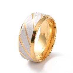 Золотой & Цвет Нержавеющей Стали 201 рифленое ромбовидное кольцо из нержавеющей стали для женщин, золотые и нержавеющая сталь цвет, внутренний диаметр: 17 мм
