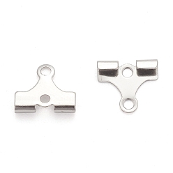 Stainless Steel Color 304 Stainless Steel Folding Crimp Ends, Fold Over Crimp Cord Ends, Stainless Steel Color, 9x10x2mm, Hole: 1mm
