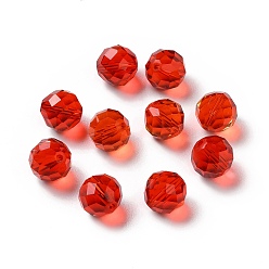 Rouge Verre imitation perles de cristal autrichien, facette, ronde, rouge, 10mm, Trou: 1mm