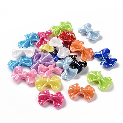 Mixed Color Opaque Acrylic Imitation Shell Beads, Bowknot, Mixed Color, 23~23.5x31~32x9mm, Hole: 2.5mm