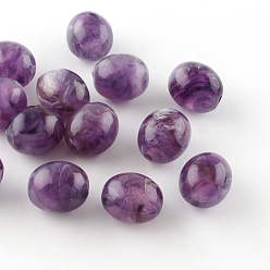 Dark Orchid Oval Imitation Gemstone Acrylic Beads, Dark Orchid, 15x13mm, Hole: 2.5mm, about 310pcs/500g