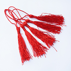 Red Polyester Tassel Decorations, Pendant Decorations, Red, 130x6mm, Tassel: 70~90mm