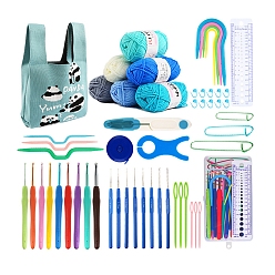 Light Blue Crochet Kits with Yarn Set for Beginners Adults Kids, Knitting Tool Accessories with Panda Pattern Carry Bag, Crochet Starter Kit, Light Blue, Packing: 35x20x9cm