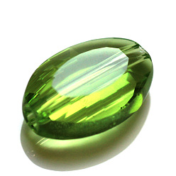 Lime Green Imitation Austrian Crystal Beads, Grade AAA, Faceted, Oval, Lime Green, 13x10x5mm, Hole: 0.9~1mm
