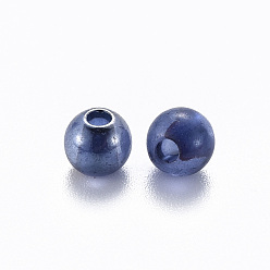 Bleu Ardoise Moyen Perles acryliques transparentes, de couleur plaquée ab , ronde, bleu ardoise moyen, 6x5mm, Trou: 1.8mm, environ4400 pcs / 500 g