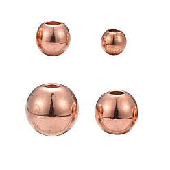 Or Rose 200 pcs 4 perles d'espacement en laiton de taille, ronde, plaqué avec une lumière de couleur rose d'or, or rose, 3 mm / 4 mm / 5 mm / 6 mm, Trou: 1~1.5mm, 50 pcs / style