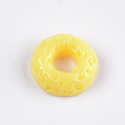 Yellow Resin Decoden Cabochons, Donut, Imitation Food, Yellow, 16x5.5mm