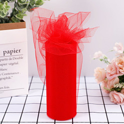 Red 22M Polyester Tulle Fabric Rolls, Deco Mesh Ribbon Spool for Wedding and Decoration, Red, 5-7/8 inch(150mm), about 24.06 Yards(22m)/Roll