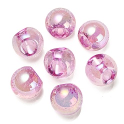 Violet Placage uv perles acryliques irisées arc-en-ciel, ronde, top foré, violette, 20x20x20mm, Trou: 3mm