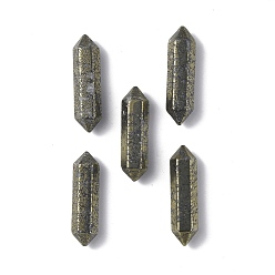 Pirita Perlas naturales de pirita, punto de doble terminación, piedras curativas, varita de terapia de meditación de equilibrio de energía reiki, facetados, sin agujero / sin perforar, 30.5x8.5~9x7.5~8 mm