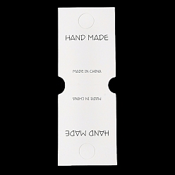 Белый Сложите картонные бумажные карточки для демонстрации ювелирных изделий для хранения ожерелий и браслетов, прямоугольник с ручным управлением, белые, 13.9x5x0.05 см, отверстие : 13.5 мм